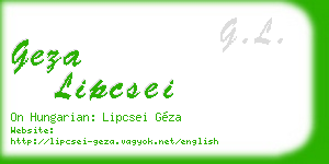 geza lipcsei business card