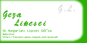 geza lipcsei business card